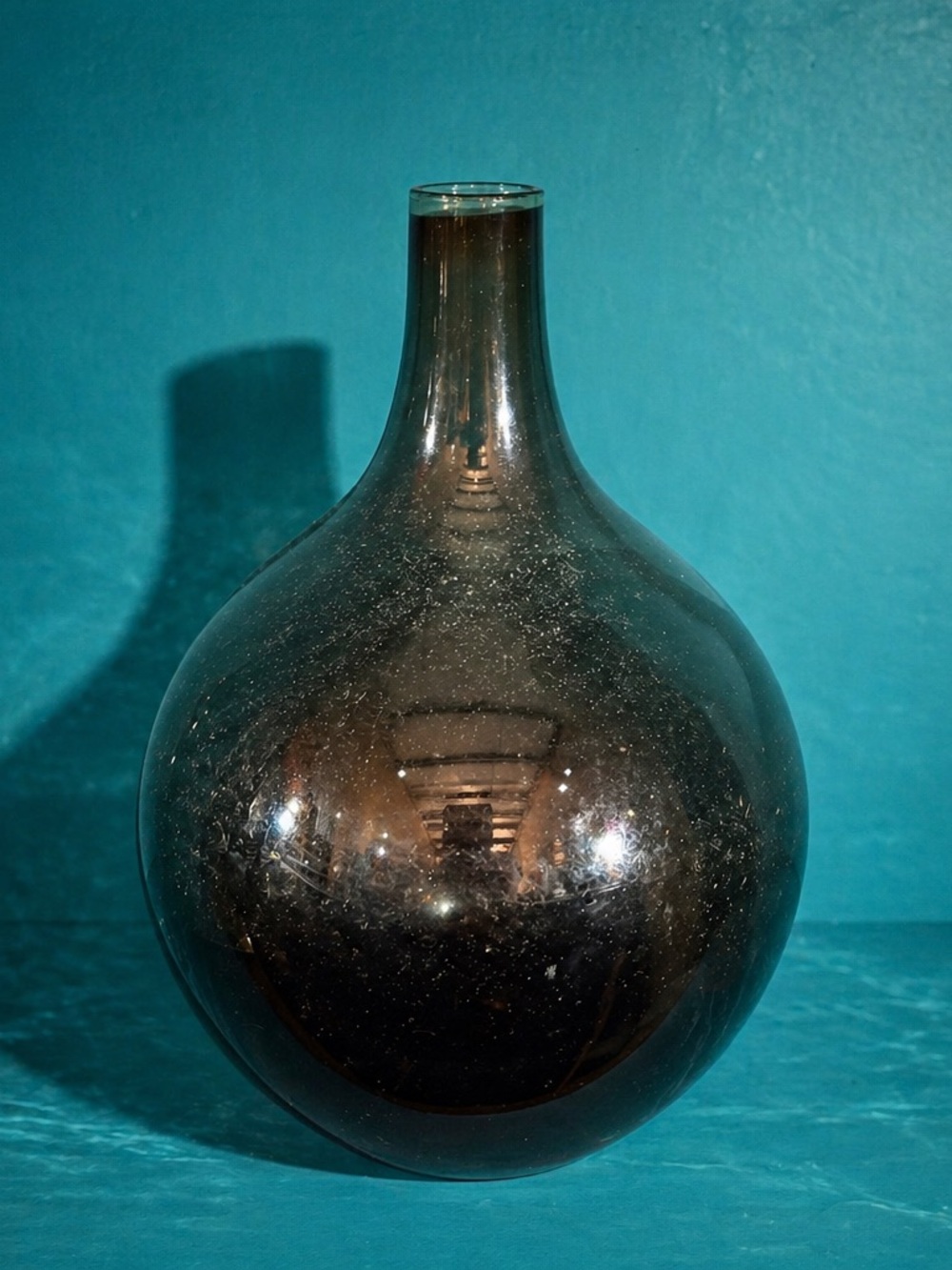 Smoky Black Glass Bulb Vase - Decorative Home Accent